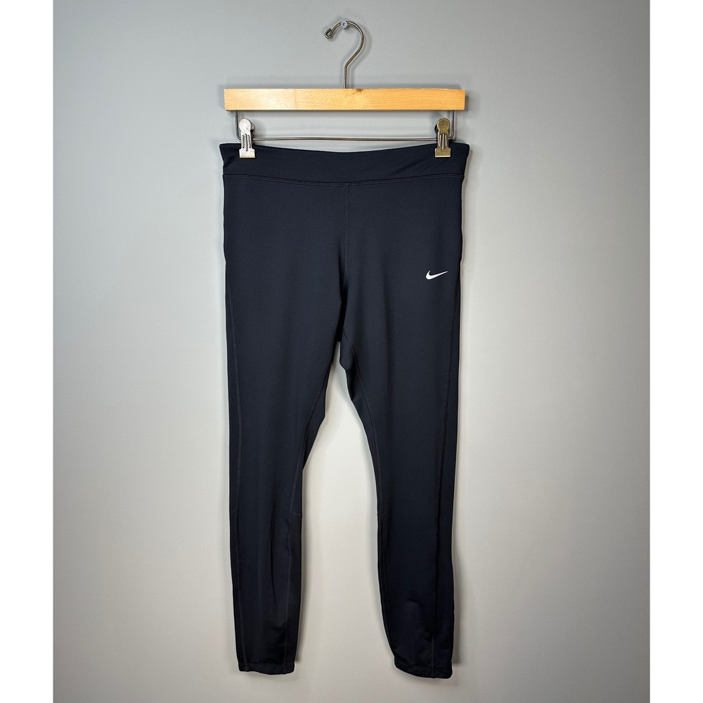 Nike Dri-FIT Running Leggings Womens M Black Ankle Zip Pocket
